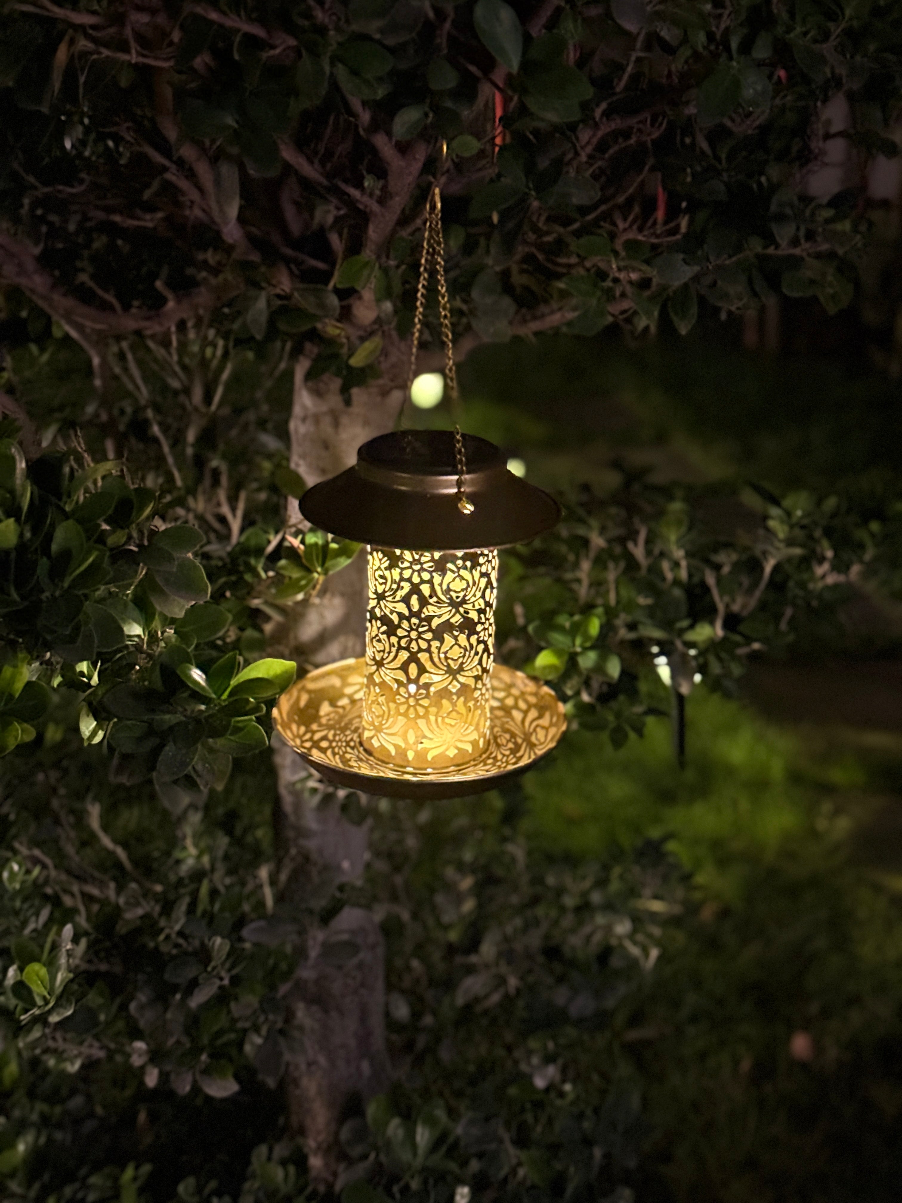 Solar LED Bird Feeder Hanging Ornament for Garden Decor ( Unique )
