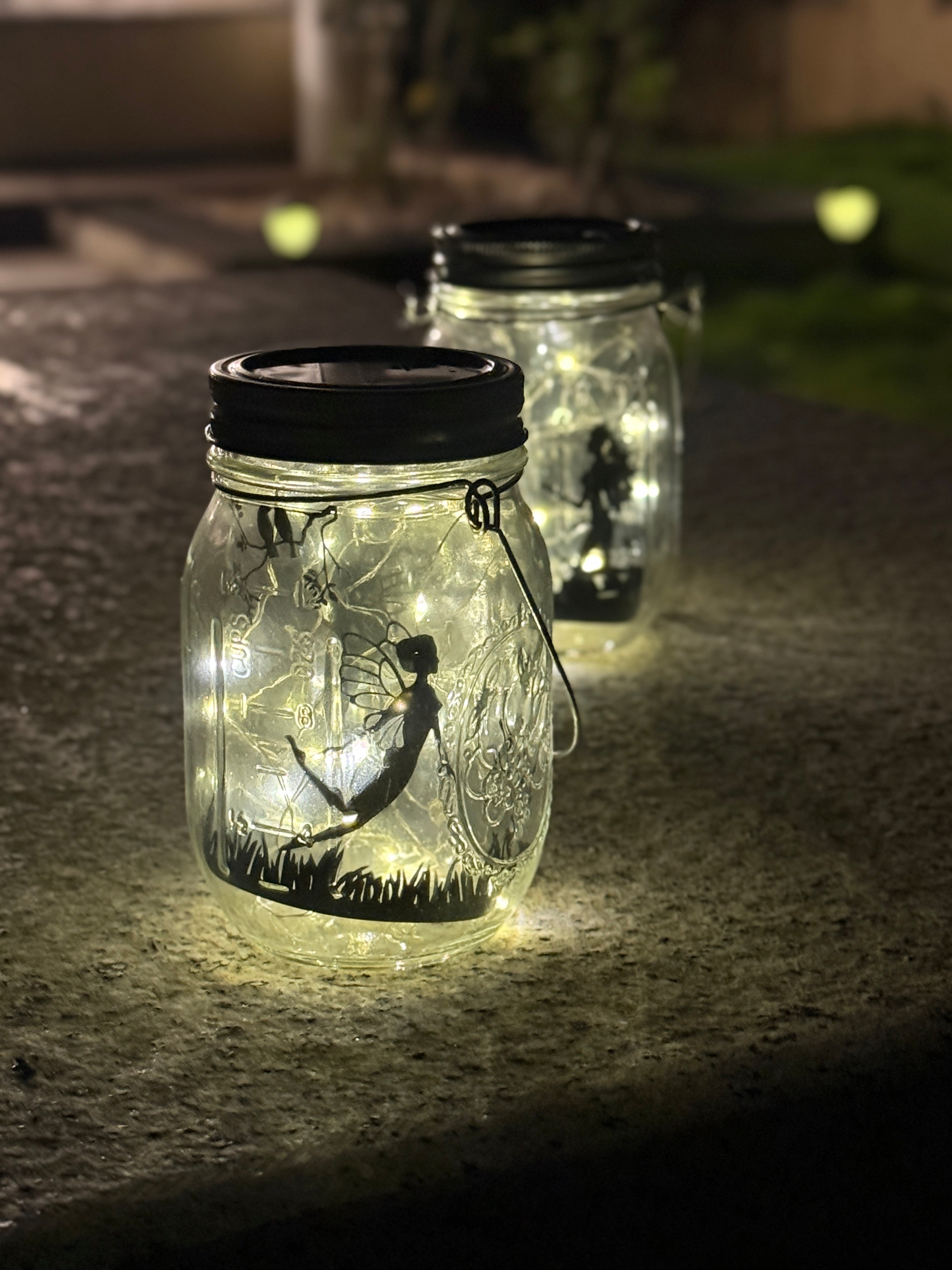 Glass Small fairy Elf Manson Jar