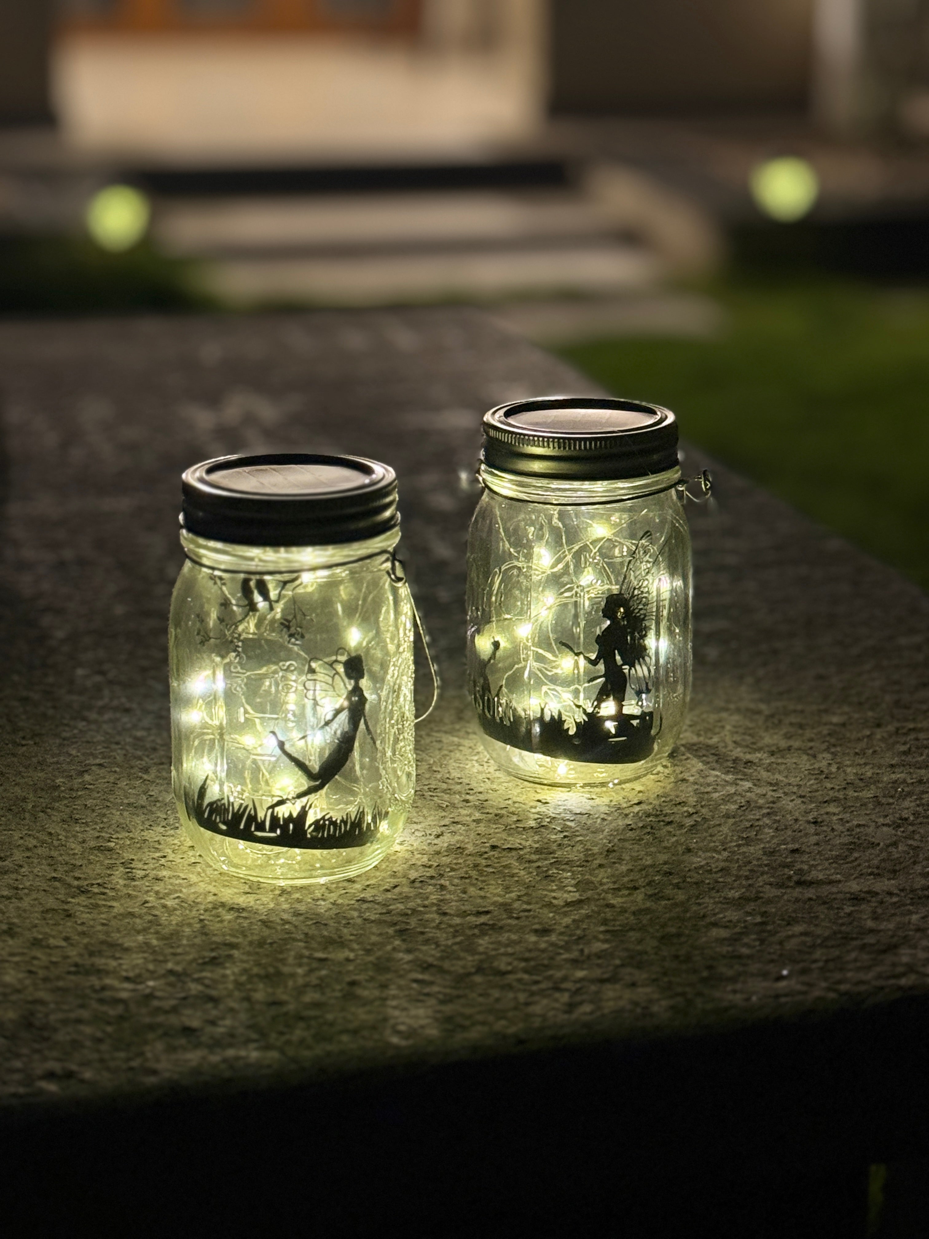 Glass Small fairy Elf Manson Jar